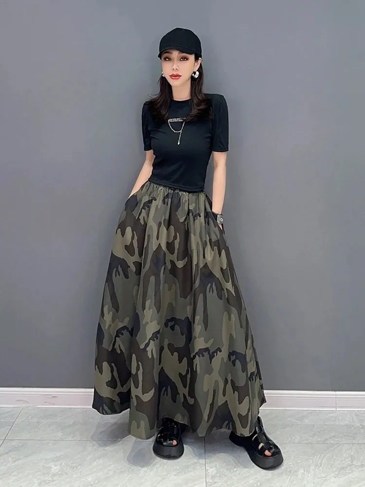 Women's Stylish Camo Print Oversized Skirt