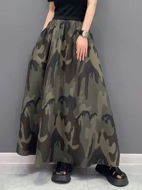 Women's Stylish Camo Print Oversized Skirt