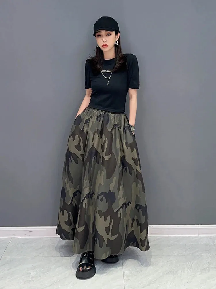 Women's Stylish Camo Print Oversized Skirt