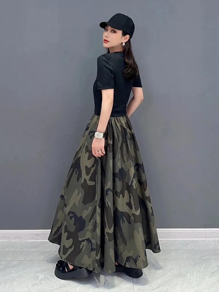 Women's Stylish Camo Print Oversized Skirt