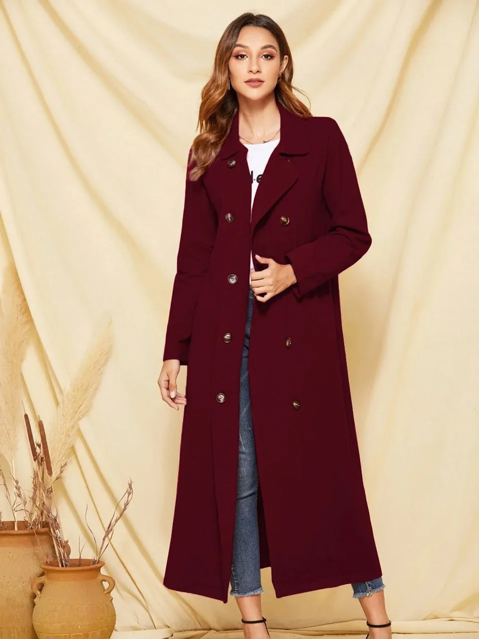 Wool Double Button Pocket Side Trench Coat( CLEARANCE SALE