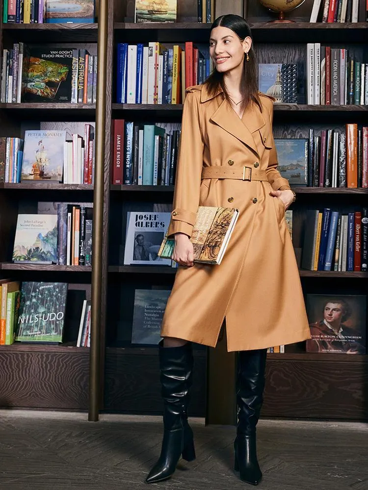 Worsted Wool Women Trench Coat