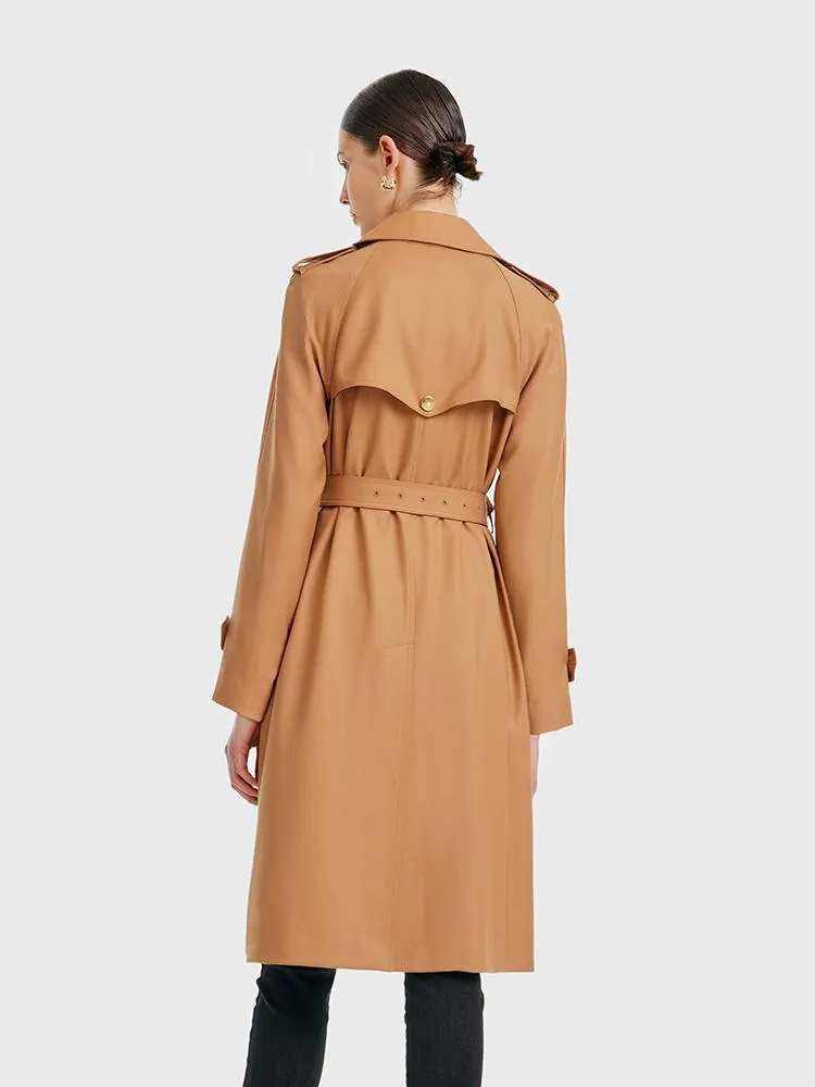 Worsted Wool Women Trench Coat