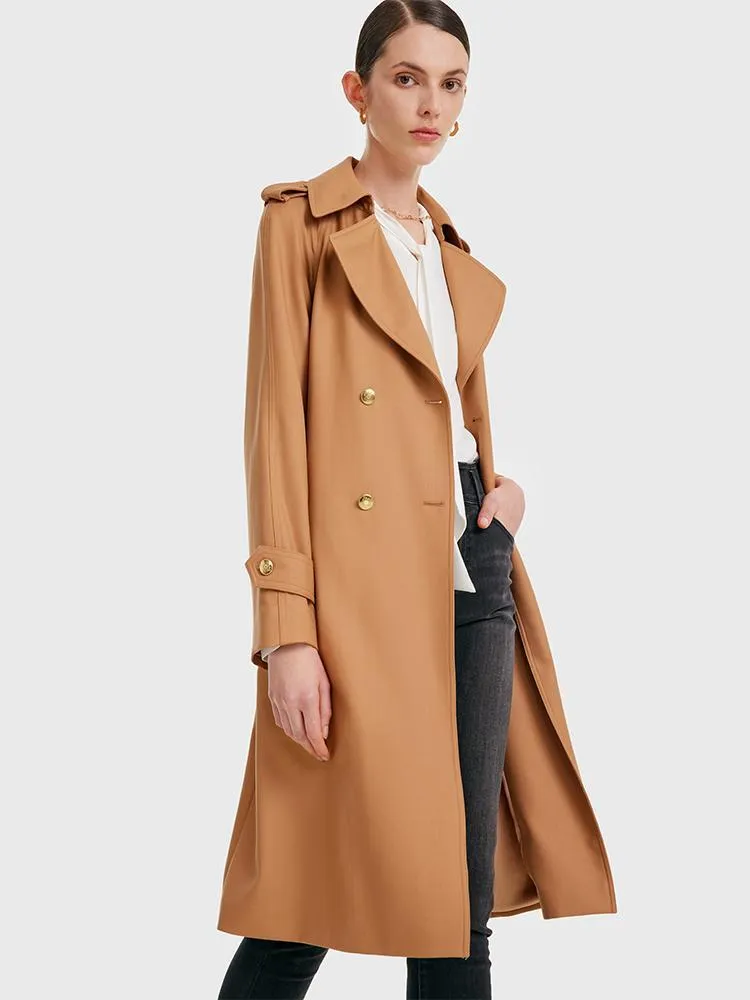 Worsted Wool Women Trench Coat