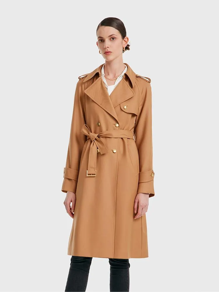 Worsted Wool Women Trench Coat