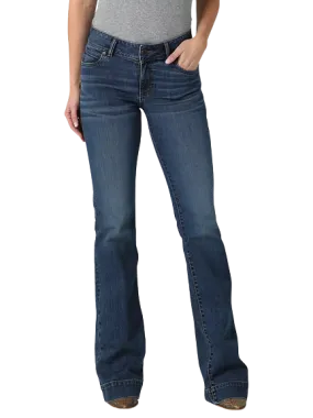 Wrangler Women's Retro Dark Wash Mid Rise Trouser Jeans