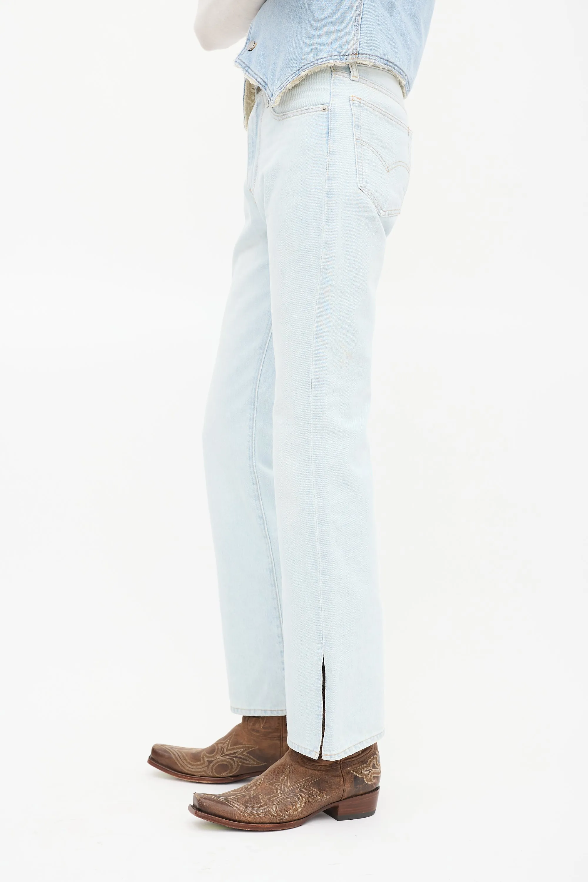 X Levi's Light Wash Split Flare Leg Jeans