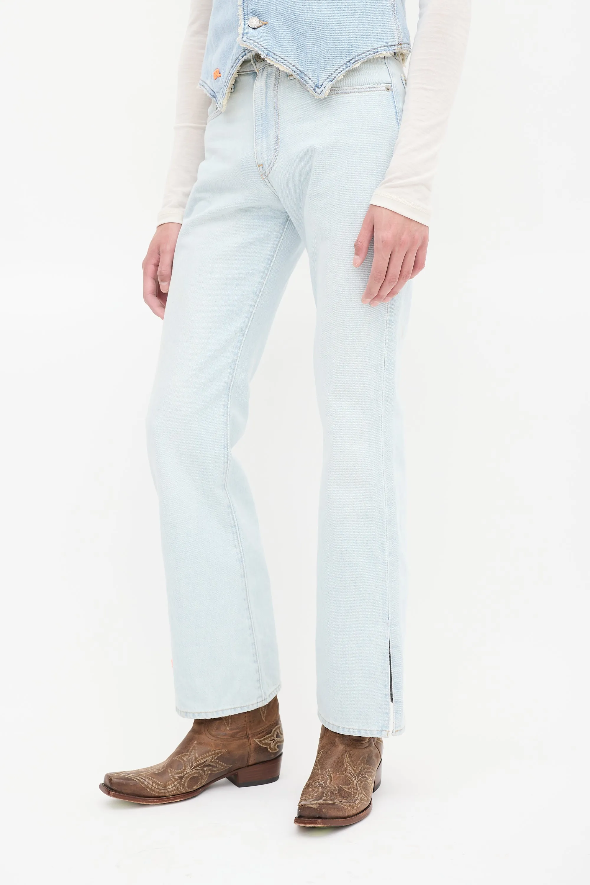 X Levi's Light Wash Split Flare Leg Jeans