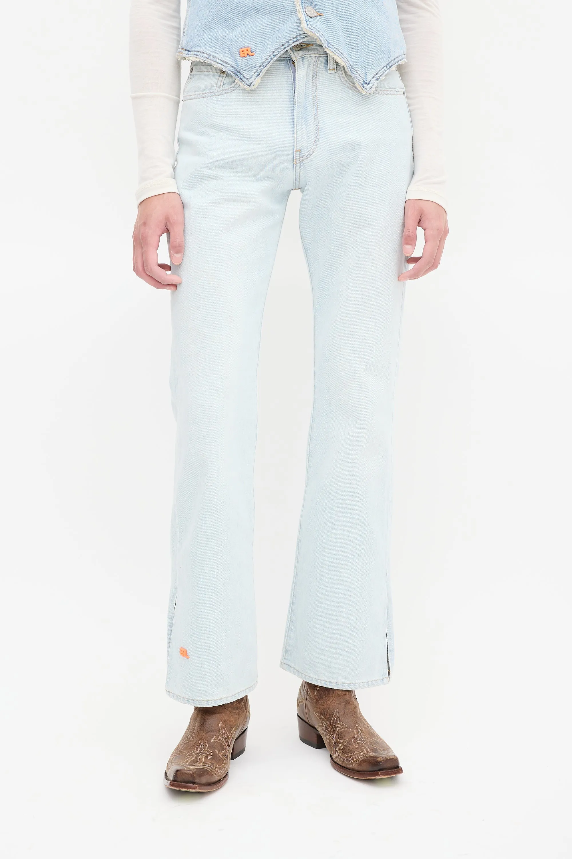 X Levi's Light Wash Split Flare Leg Jeans