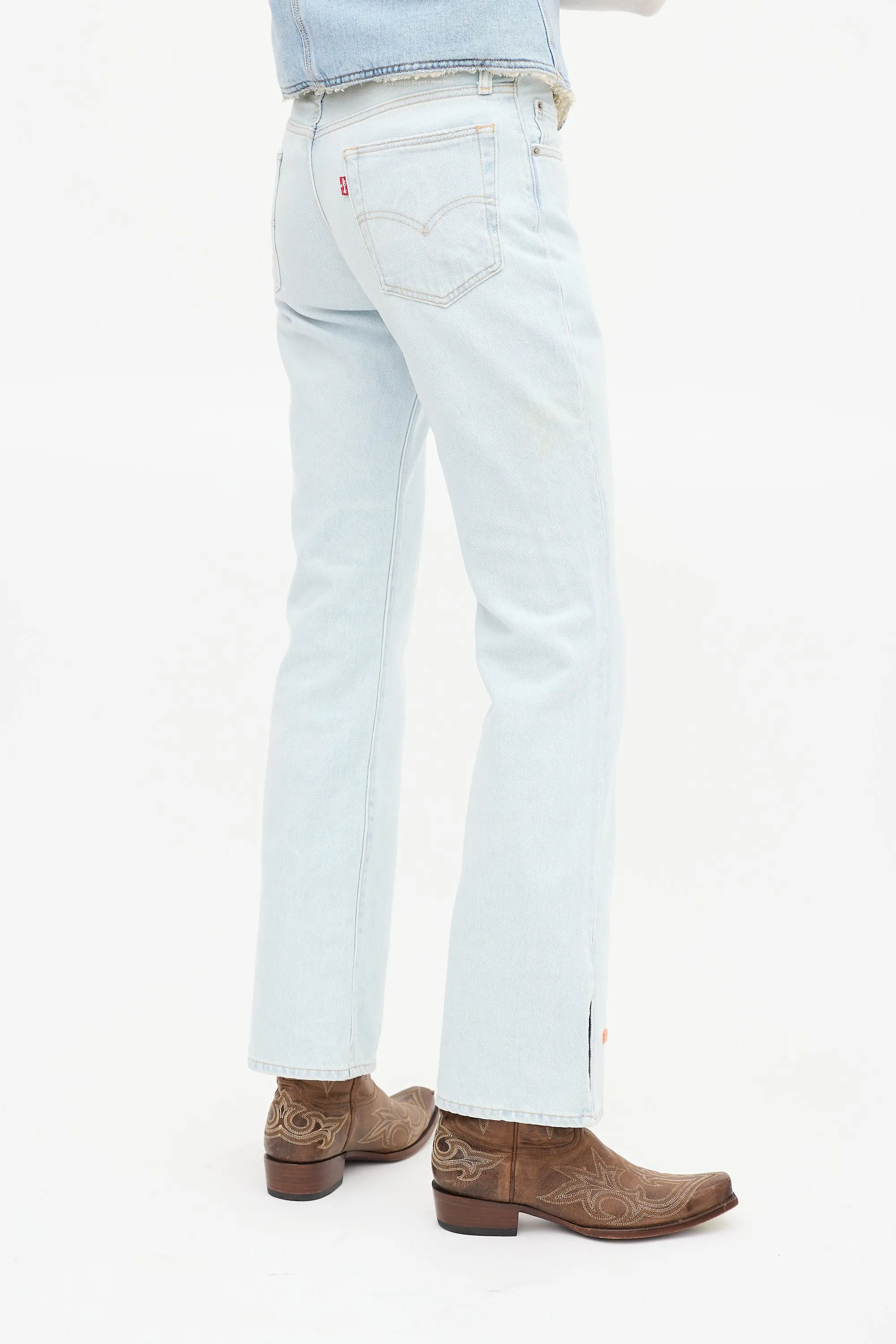 X Levi's Light Wash Split Flare Leg Jeans