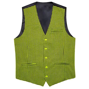 Yellow Black Plaid Jacquard Men's Single Vest