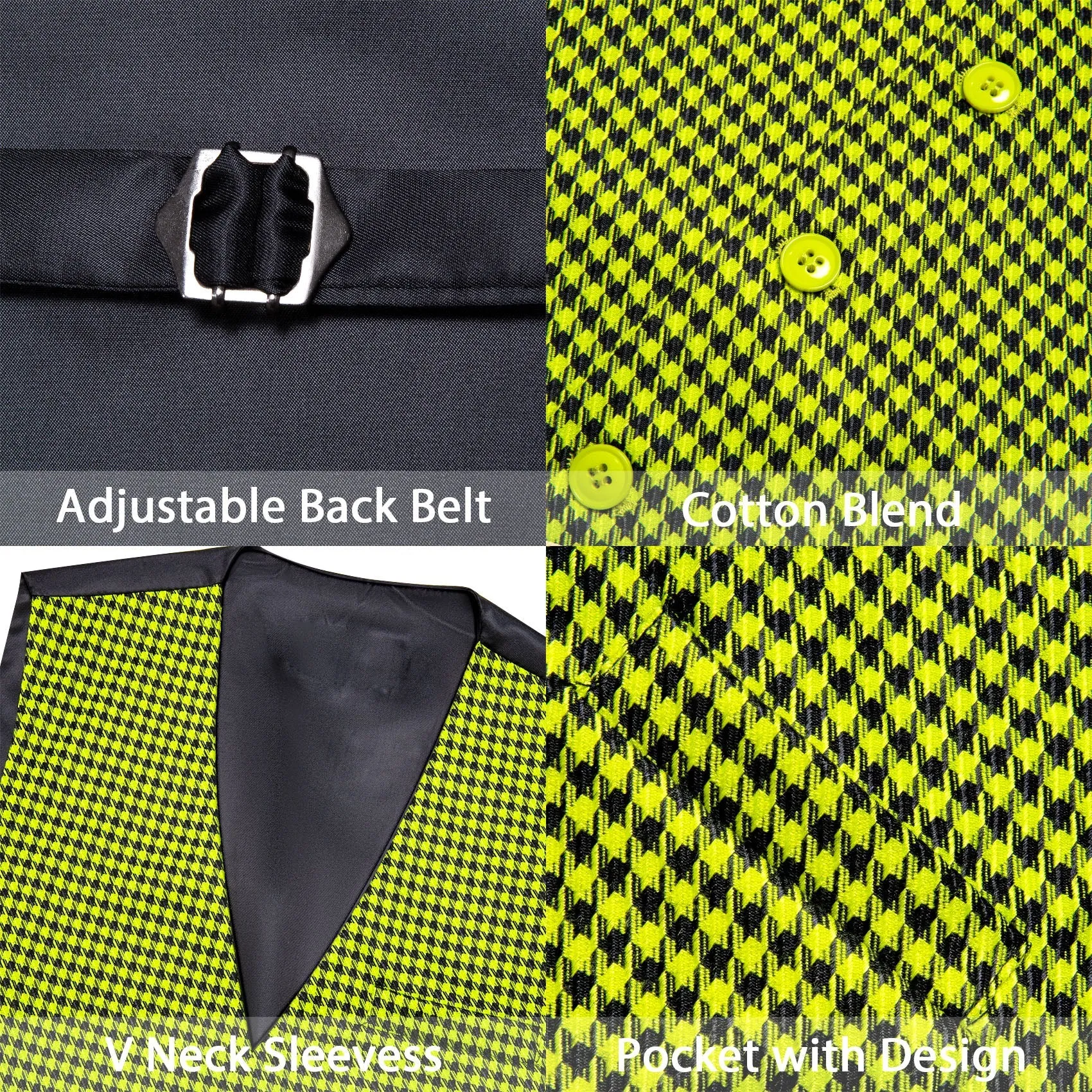 Yellow Black Plaid Jacquard Men's Single Vest