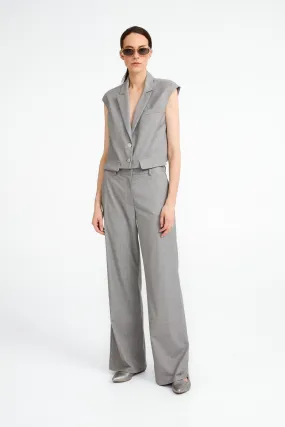 Yvette shiny line viscose pants | Grey