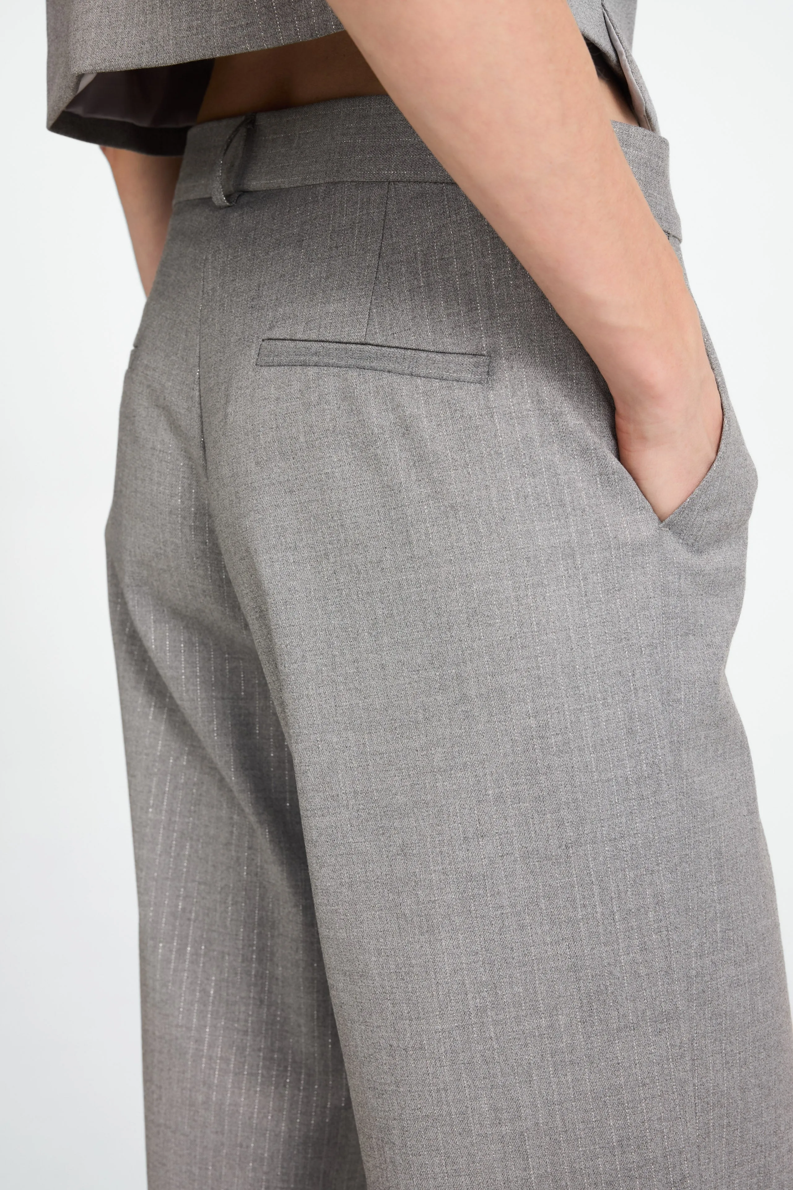 Yvette shiny line viscose pants | Grey