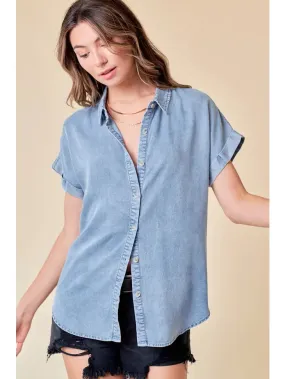 Zora Short Sleeve Denim Top