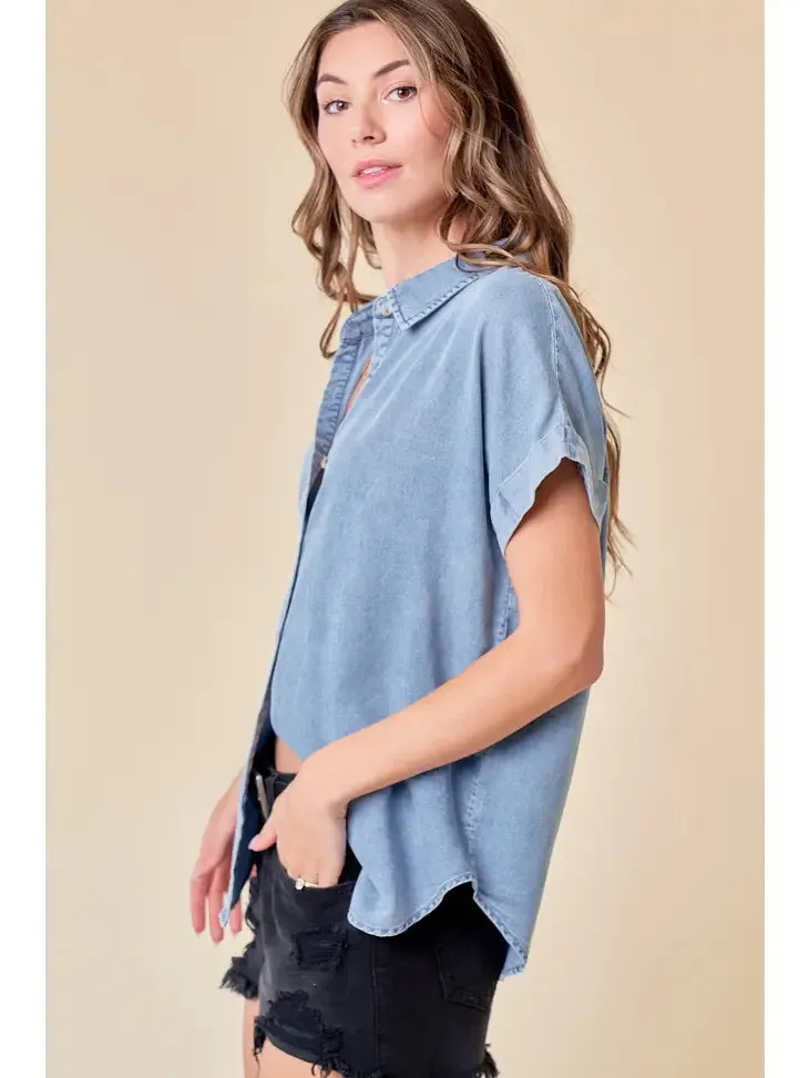 Zora Short Sleeve Denim Top