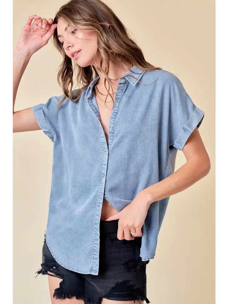 Zora Short Sleeve Denim Top